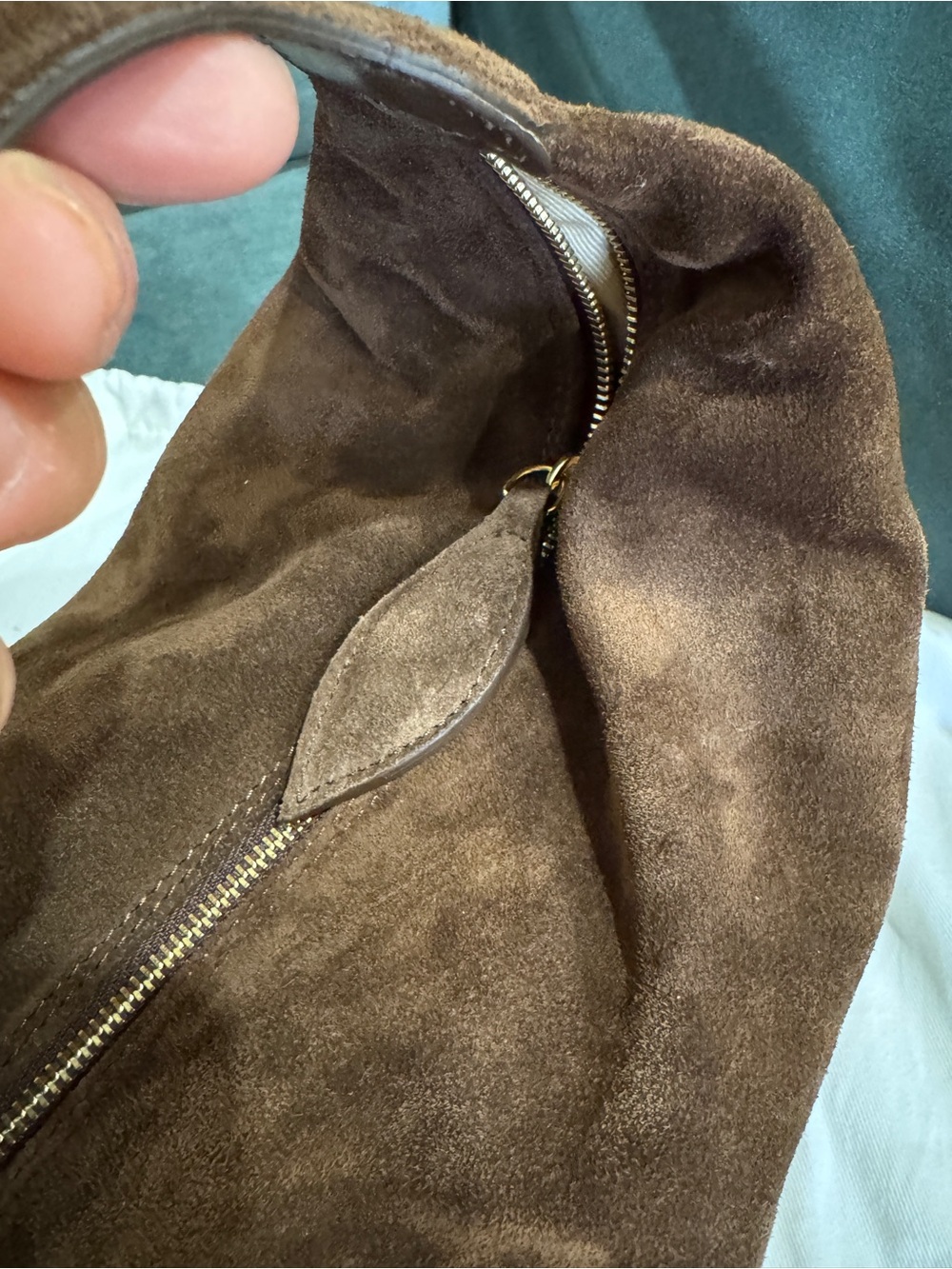 Liffner Brown Suede Pillow Pouch Bag - Picture 6 of 8